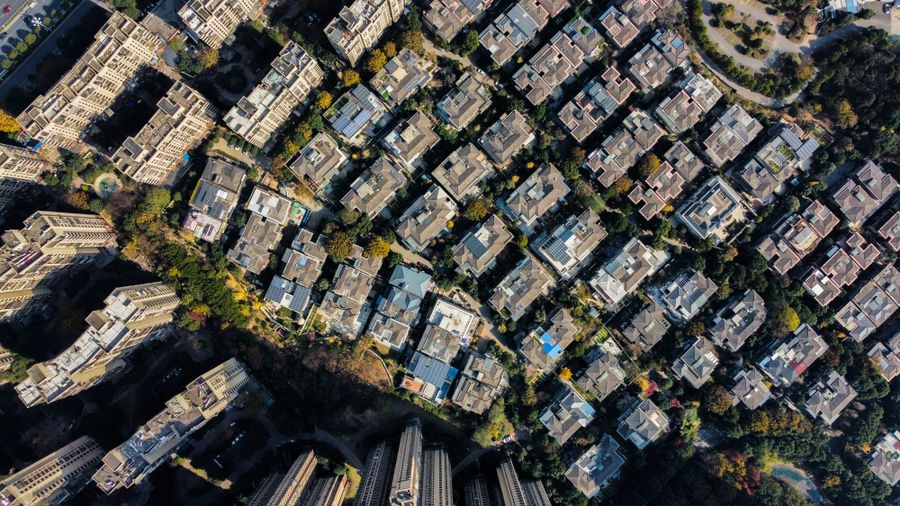Aerial view of a residential development